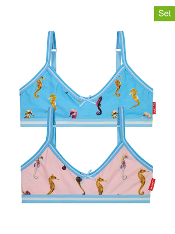 Claesens 2-delige set: bustiers blauw/lichtroze
