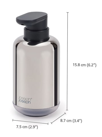 JosephJoseph Roestvrijstalen zeepdispenser "EasyStore" zilverkleurig/zwart - 300 ml