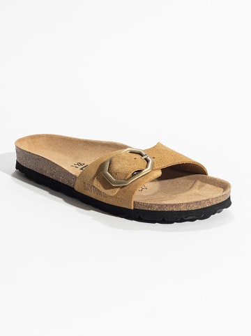 BAYTON Leren slippers "Zephyr" camelkleurig