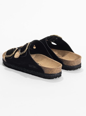 BAYTON Leren slippers "Benalla" zwart