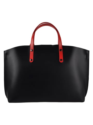 ORE10 Skórzany shopper bag "Avocetta" w kolorze czarno-czerwonym - 48 x 30 x 12 cm