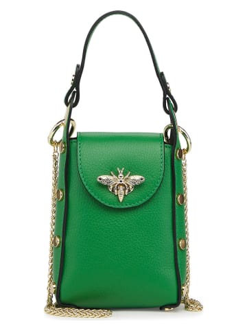 ORE10 Leren smartphonetas "Ator" groen - (B)14 x (H)20 x (D)7 cm