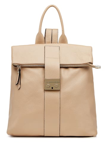 ORE10 Leder-Rucksack "Estro" in Beige - (B)33 x (H)38 x (T)14 cm