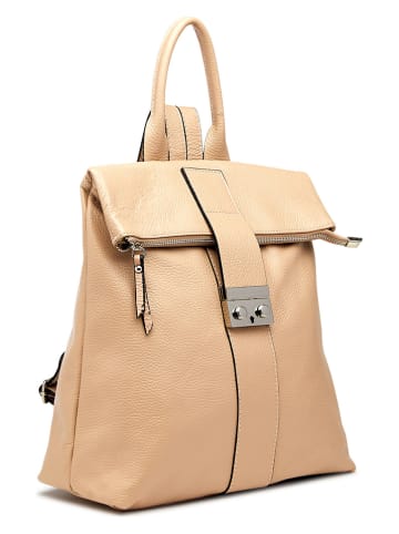 ORE10 Leren rugzak "Estro" beige - (B)33 x (H)38 x (D)14 cm