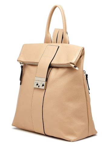 ORE10 Leder-Rucksack "Estro" in Beige - (B)33 x (H)38 x (T)14 cm