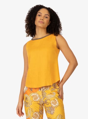 mint & mia Lniany top w kolorze żółtym