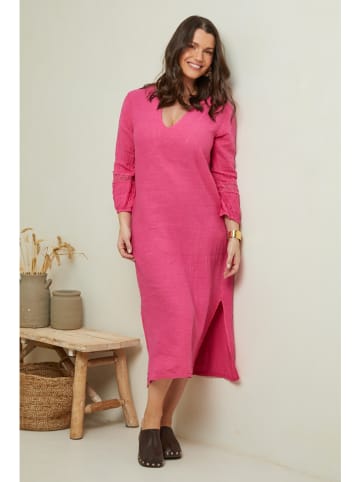 Curvy Lady Leinen-Kleid in Pink