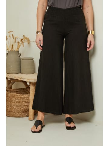 Curvy Lady Lniane spodnie w kolorze czarnym