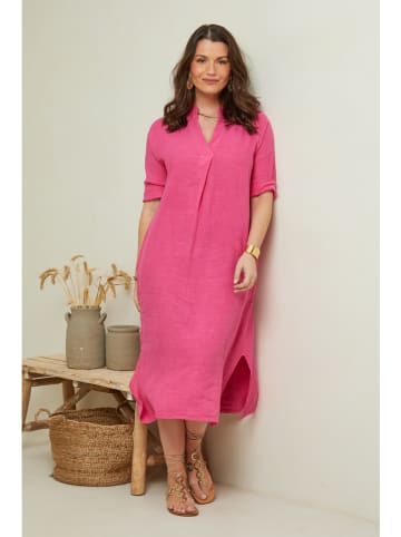 Curvy Lady Leinen-Kleid in Pink