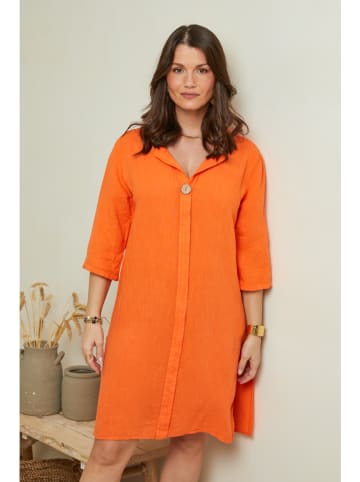 Curvy Lady Leinen-Kleid in Orange