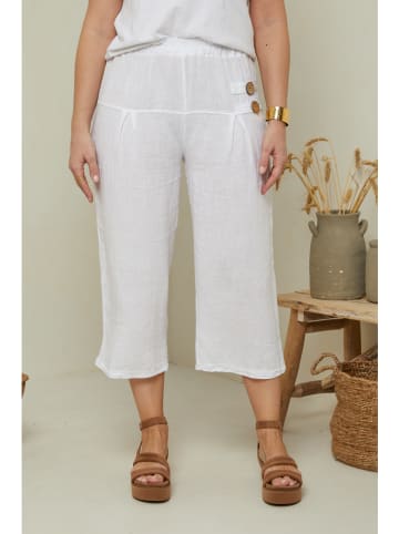 Curvy Lady Lniane spodnie w kolorze białym