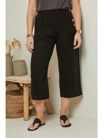 Curvy Lady Lniane spodnie w kolorze czarnym