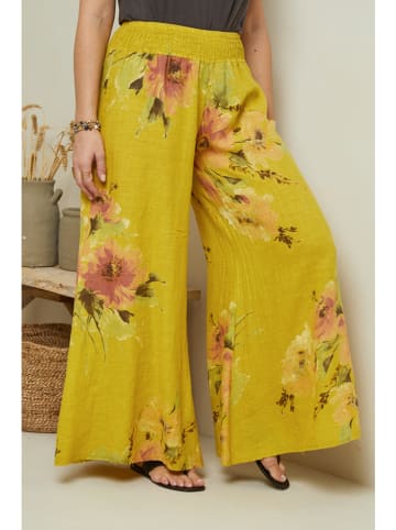 Curvy Lady Linnen broek geel