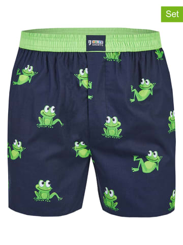 2-delige set: boxershorts donkerblauw/groen