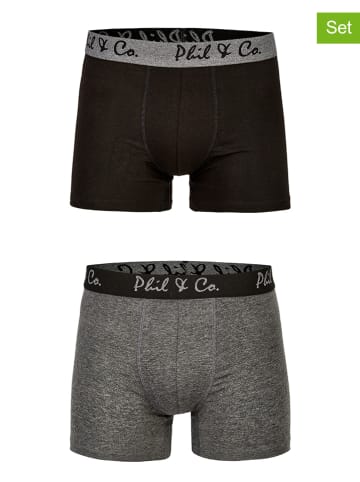 Phil & Co. Berlin 2er-Set: Boxershorts in Schwarz/ Grau
