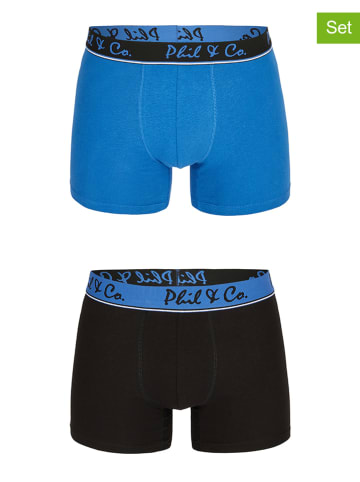 Phil & Co. Berlin 2er-Set: Boxershorts in Schwarz/ Blau