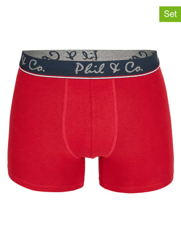 Phil & Co. Berlin 2er-Set: Boxershorts in Rot/ Dunkelblau