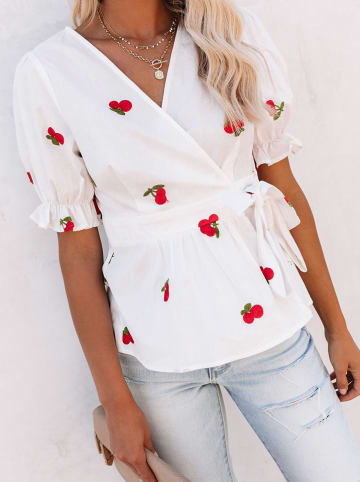 Milan Kiss Blouse wit/rood