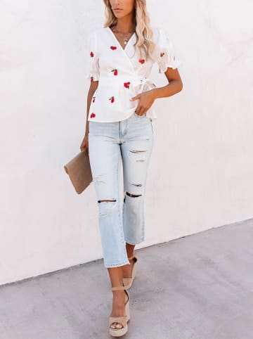 Milan Kiss Blouse wit/rood