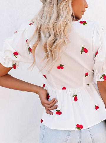Milan Kiss Blouse wit/rood