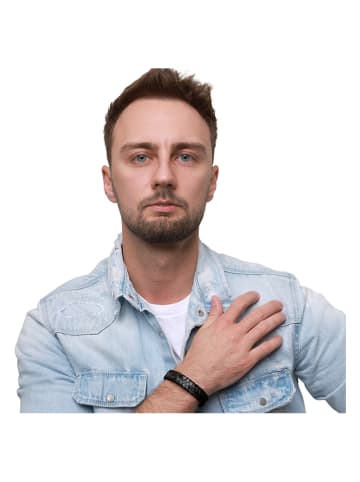 Steel_Art Leder-Armband in Schwarz