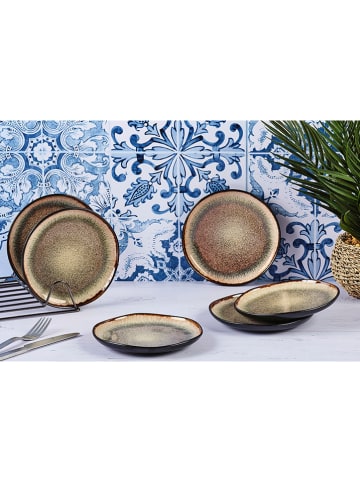 Björn 6-delige set: bijgerechtborden "Iris" beige/bruin - Ø 16 cm