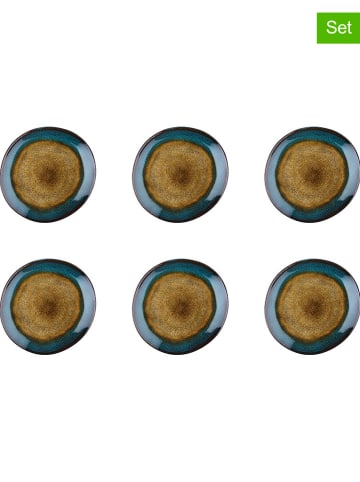 Björn 6-delige set: dessertborden "Island" kaki/blauw - Ø 20,5 cm