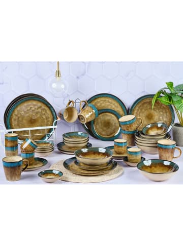 Björn 42-delig tafelservies "Island" kaki/blauw