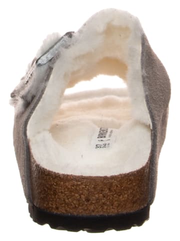 Birkenstock Leren pantoffels "Arizona Fur" grijs - wijdte S