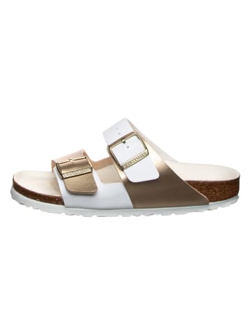 Birkenstock Slippers "Arizona Split" wit/goudkleurig - wijdte S