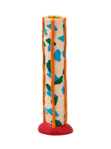 Villa Collection Kerzenständer "Styles" in Beige/ Orange/ Blau - (B)5 x (H)21 x (T)6 cm