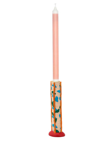 Villa Collection Kaarsenhouder "Styles" beige/oranje/blauw - (B)5 x (H)21 x (D)6 cm