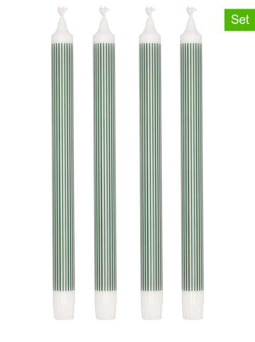 Villa Collection 4-delige set: staafkaarsen "Styles" groen/wit