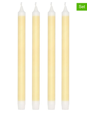 Villa Collection 4-delige set: staafkaarsen "Styles" geel/wit