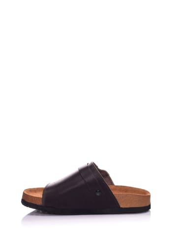 Moosefield Skórzane klapki w kolorze ciemnobrązowym