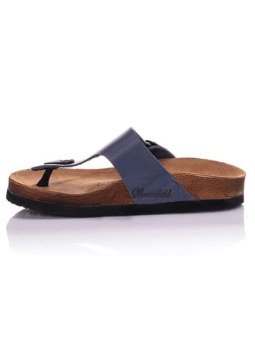 Moosefield Leren teenslippers donkerblauw