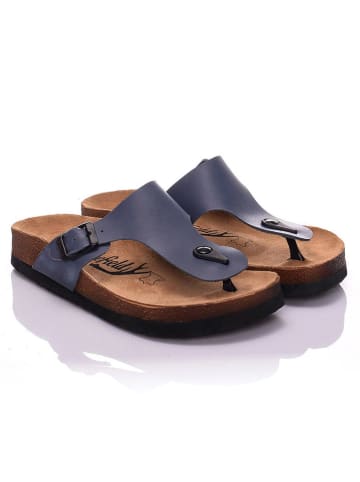 Moosefield Leren teenslippers donkerblauw