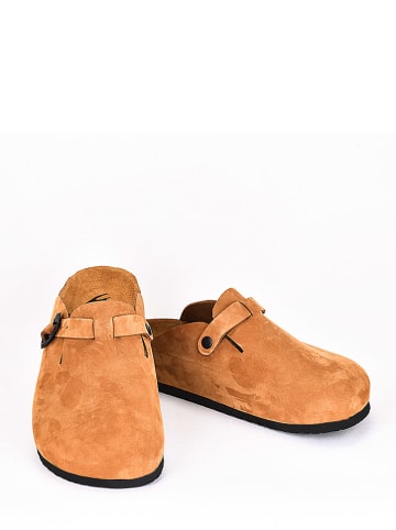 Moosefield Leren clogs lichtbruin