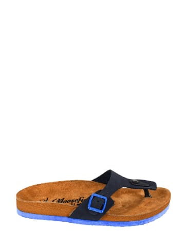 Moosefield Leren teenslippers donkerblauw