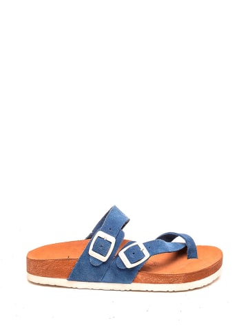 Moosefield Leren teenslippers blauw