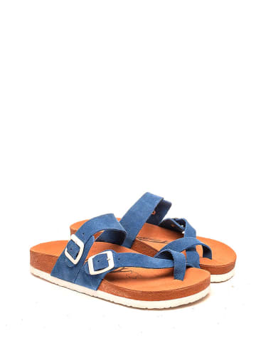 Moosefield Leren teenslippers blauw