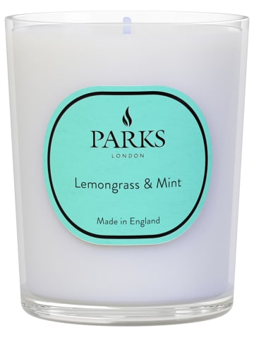 Parks London Duftkerze "Lemongrass & Mint" in Türkis/ Weiß - 180 g