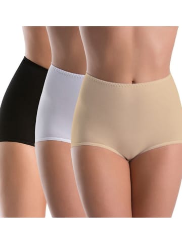 Teyli 3er-Set: Taillenslips in Schwarz/ Weiß/ Beige