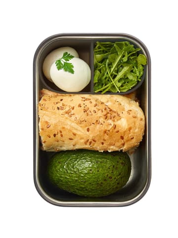 Black+Blum Lunchbox zilverkleurig/lichtbruin/turquoise - (B)19 x (H)8 x (D)13 cm