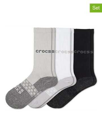 Crocs 3er-Set: Socken in Weiß/ Schwarz/ Grau