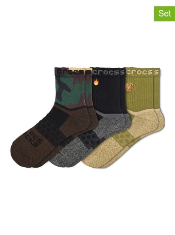 Crocs 3er-Set: Socken in Khaki/ Braun/ Grau