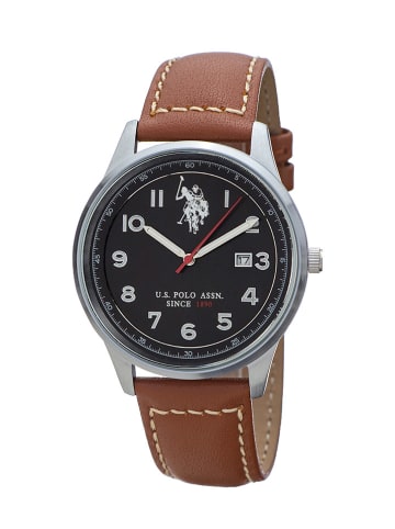 U.S. Polo Assn. Zegarek kwarcowy w kolorze jasnobrązowo-srebrno-czarnym
