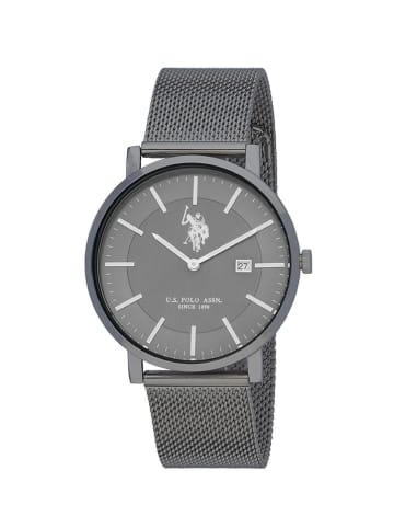 U.S. Polo Assn. 2tlg. Geschenkbox: Quarzuhr und Armband in Anthrazit/ Schwarz