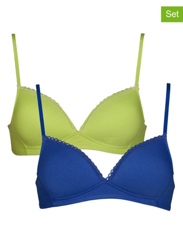 After Eden 2er-Set: Bügellose BHs "Comfy" in Blau/ Grün
