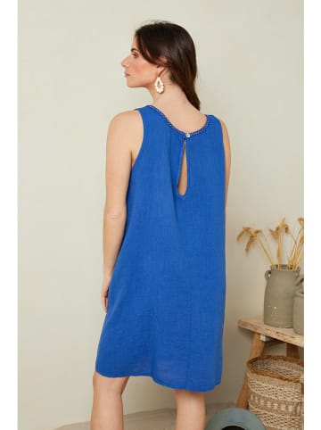 Le Monde du Lin Lniana sukienka w kolorze niebieskim